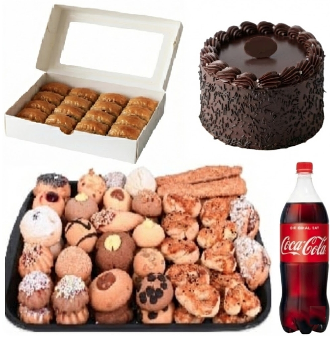 9-10 Kişilik Çikolatalı Yaş Pasta + Kuru Pasta + Cevizli Baklava Menü