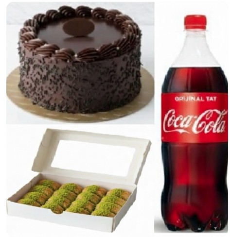 Kare Dikdörtgen Yaş Pasta + Fıstıklı Baklava 6-9 Kişilik Menü
